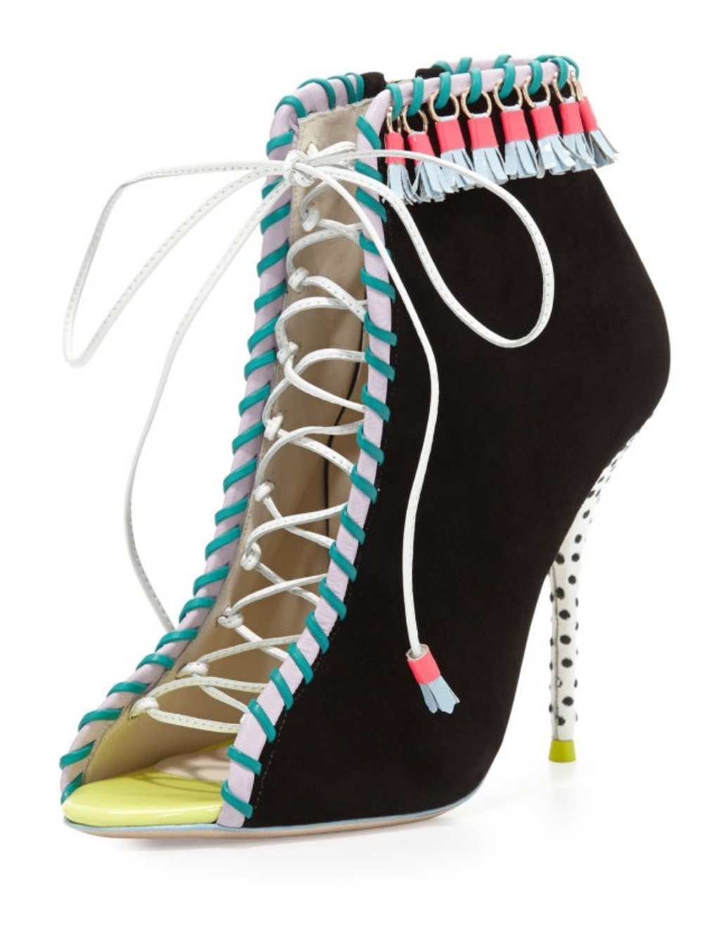 Sophia Webster Black Suede and Leather
Simi Lace Up Ankle Boots, Sz EU 36/US 5.5